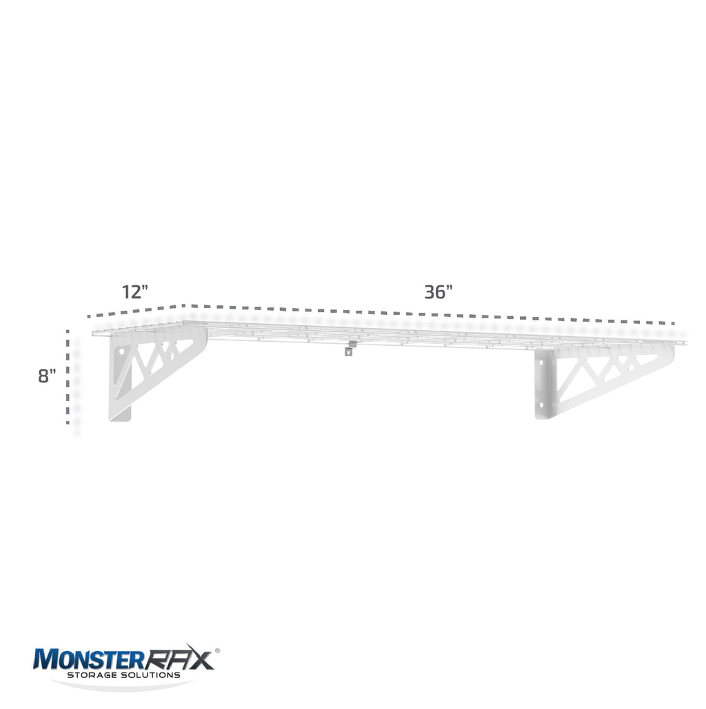 12" x 36" Wall Shelves (Two Pack with Hooks)