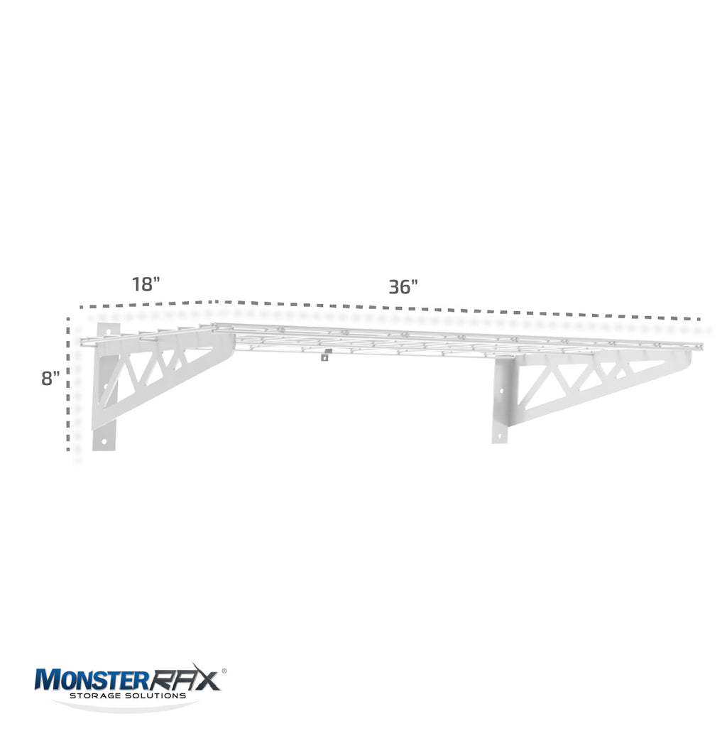 18" x 36" Wall Shelves (Two Pack with Hooks)