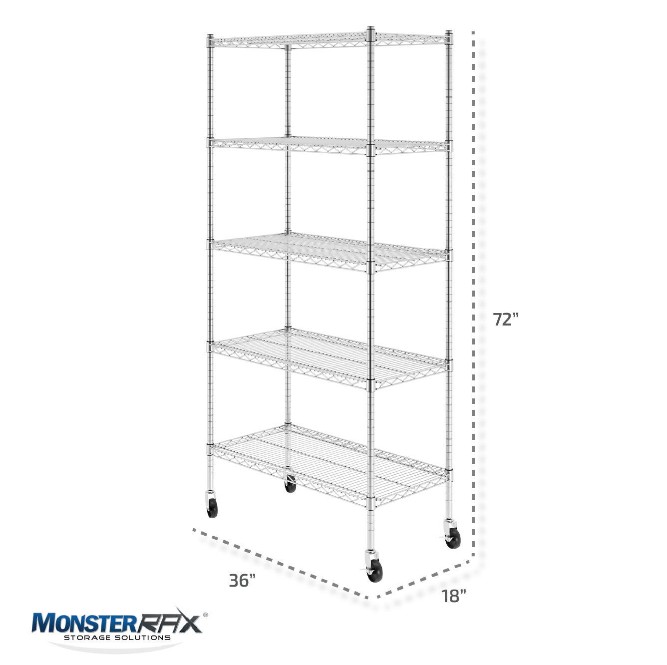 18" x 36" x 72" 5-Tier Wire Shelving