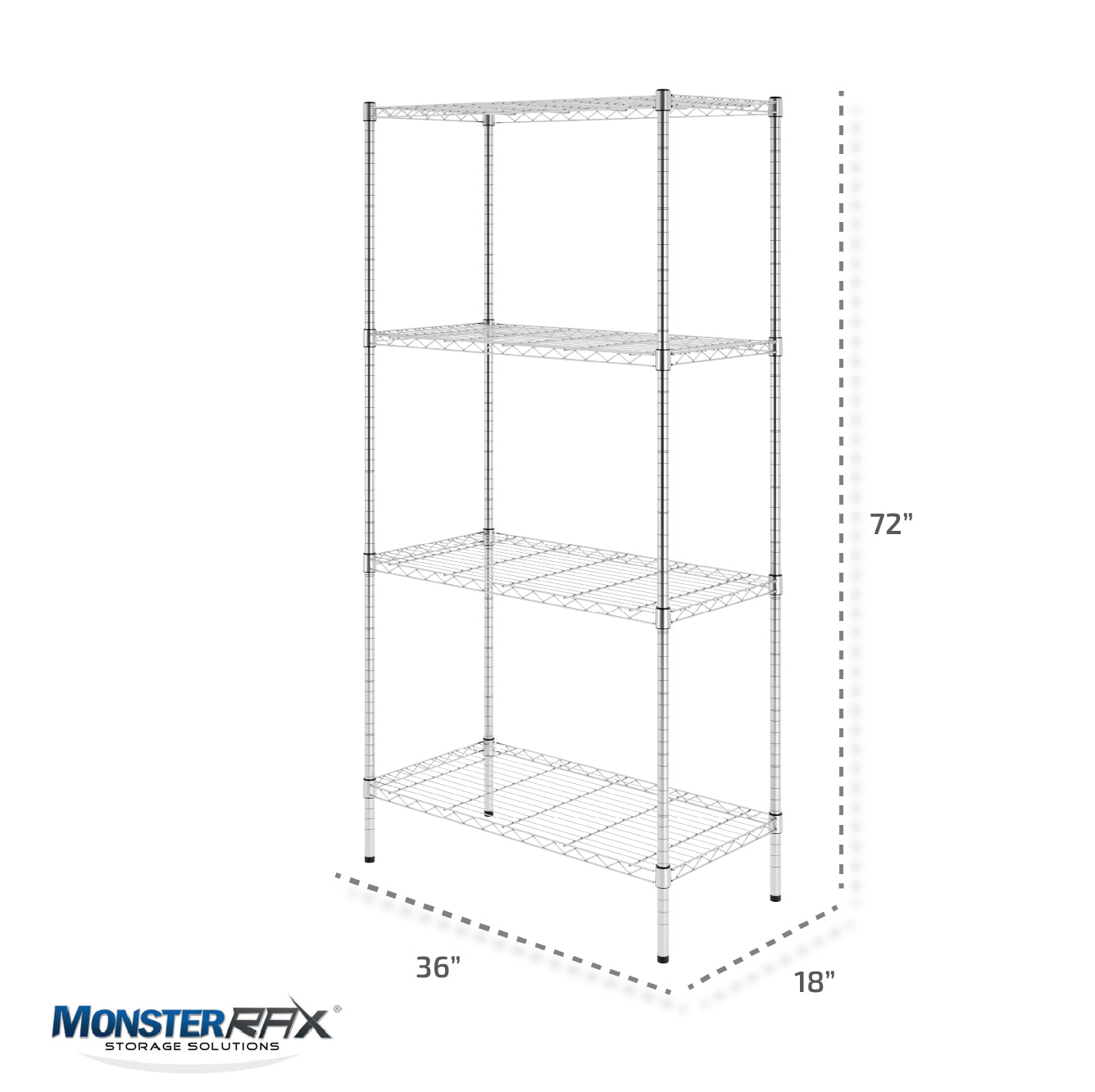 18" x 36" x 72" 4-Tier Wire Shelving