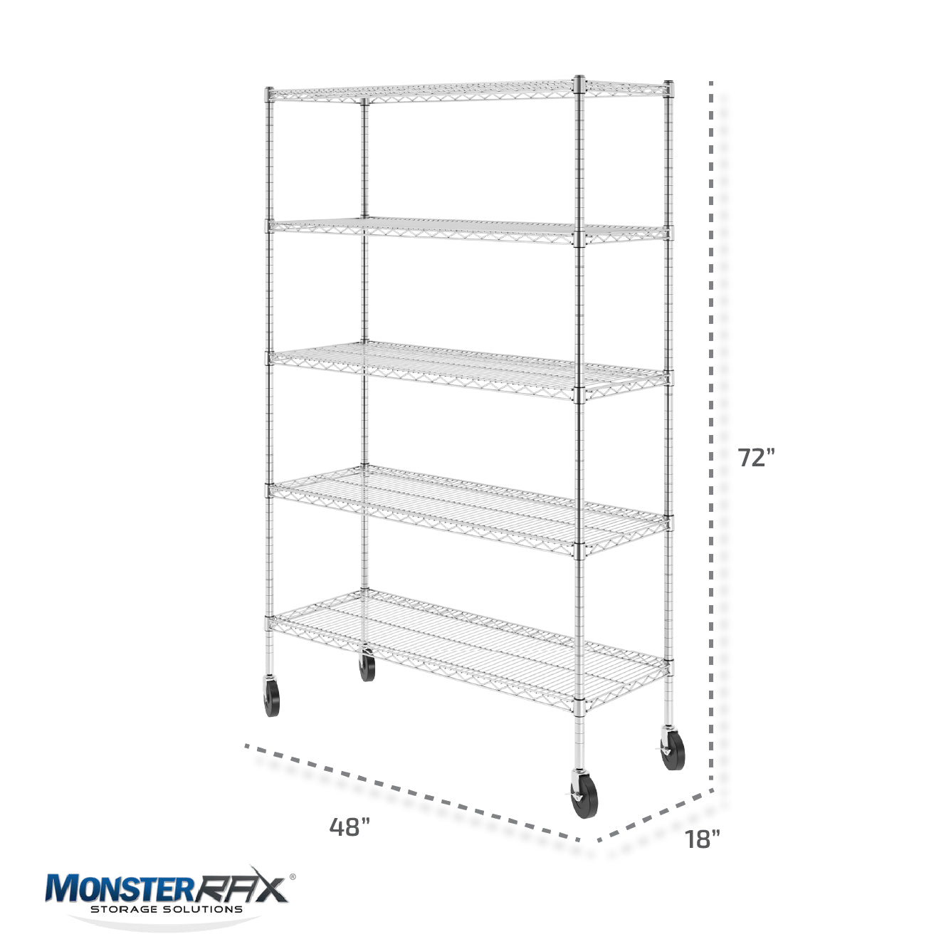 18" x 48" x 72" 5-Tier Wire Shelving