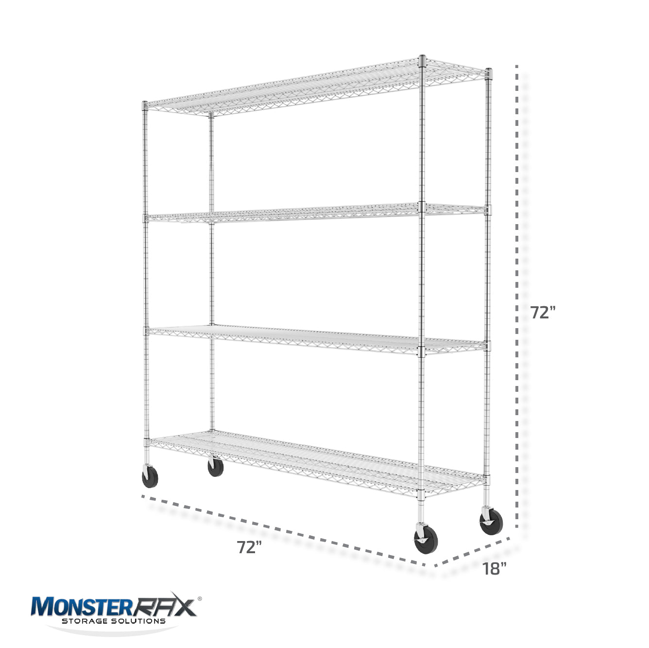 18" x 72" x 72" 4-Tier Wire Shelving