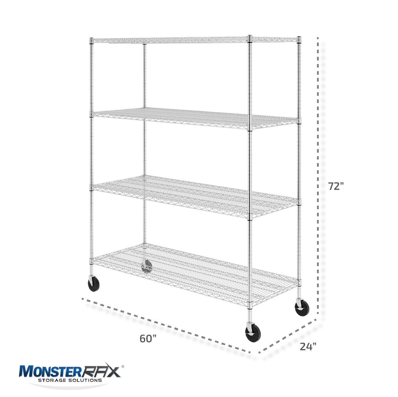 24" x 60" x 72" 4-Tier Wire Shelving